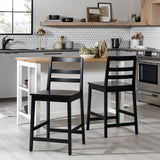 Erekson Solid Wood Ladder Back Bar Stool, Set of 2-Dining / Kitchen-Parc Decor