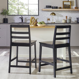 Erekson Solid Wood Ladder Back Bar Stool, Set of 2-Dining / Kitchen-Parc Decor