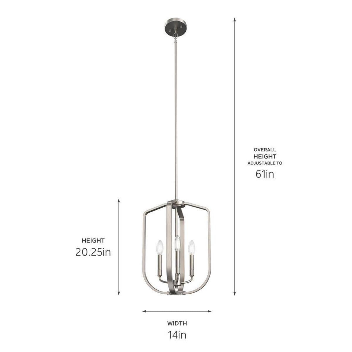 Ettore 14"W 3-Light Pendant Light Fixture by Kichler Brushed Nickel Finish
