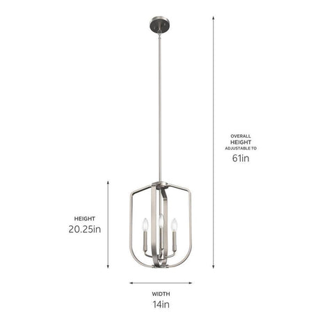 Ettore 14"W 3-Light Pendant Light Fixture by Kichler Brushed Nickel Finish