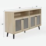 Evans 56 Inch Mid-Century Modern TV Stand with Open Shelves and Cabinets for Living Room, Bedroom-电视柜-Parc Decor