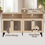 Evans 56 Inch Mid-Century Modern TV Stand with Open Shelves and Cabinets for Living Room, Bedroom-电视柜-Parc Decor