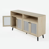 Evans 56 Inch Mid-Century Modern TV Stand with Open Shelves and Cabinets for Living Room, Bedroom-电视柜-Parc Decor