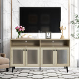 Evans 56 Inch Mid-Century Modern TV Stand with Open Shelves and Cabinets for Living Room, Bedroom-电视柜-Parc Decor