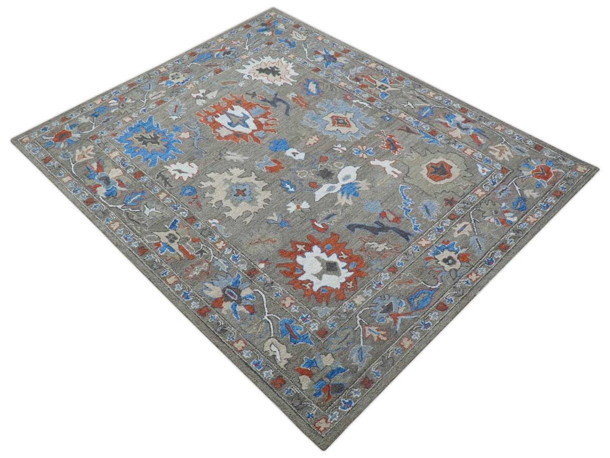 Eve Custom Made Traditional Gray Oushak Hand Tufted wool rug