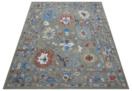 Eve Custom Made Traditional Gray Oushak Hand Tufted wool rug