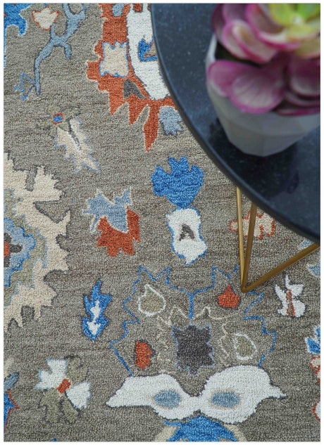 Eve Custom Made Traditional Gray Oushak Hand Tufted wool rug