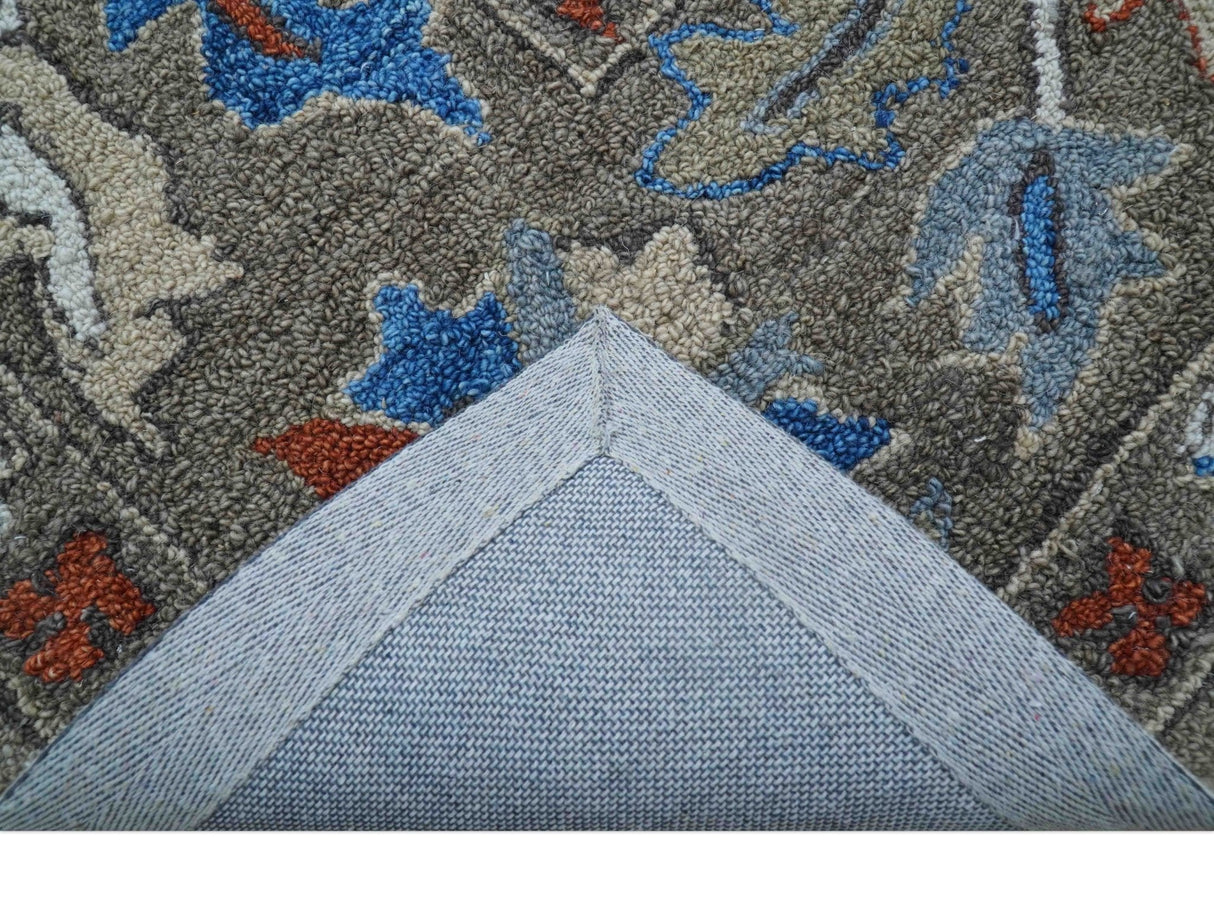 Eve Custom Made Traditional Gray Oushak Hand Tufted wool rug