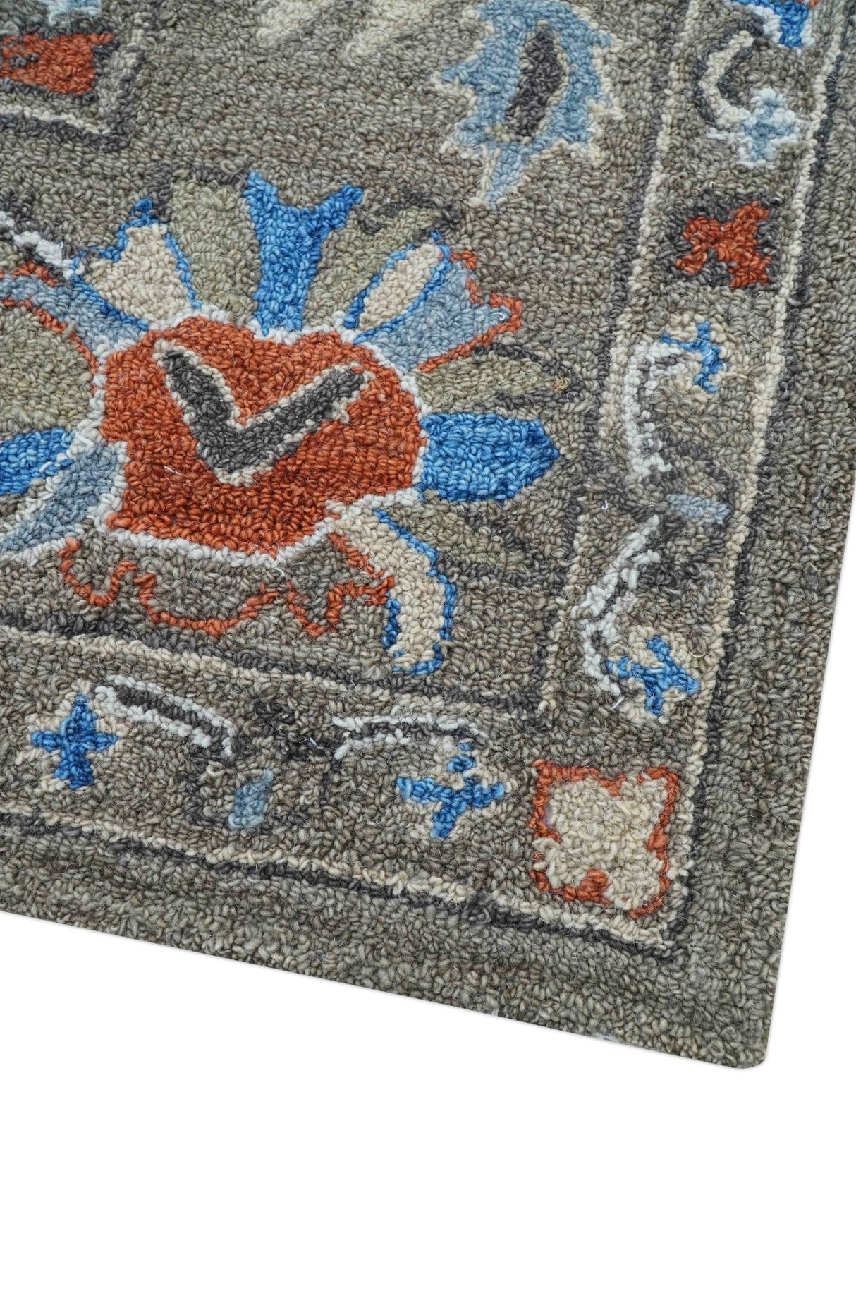 Eve Custom Made Traditional Gray Oushak Hand Tufted wool rug