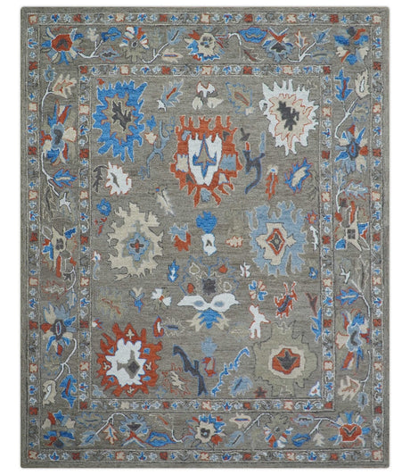 Eve Custom Made Traditional Gray Oushak Hand Tufted wool rug