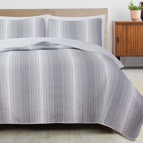 Everette Collection 3 Piece Ombre Striped Quilt Set-Quilts-Parc Decor