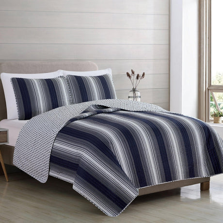 Everette Collection 3 Piece Ombre Striped Quilt Set-Quilts-Parc Decor
