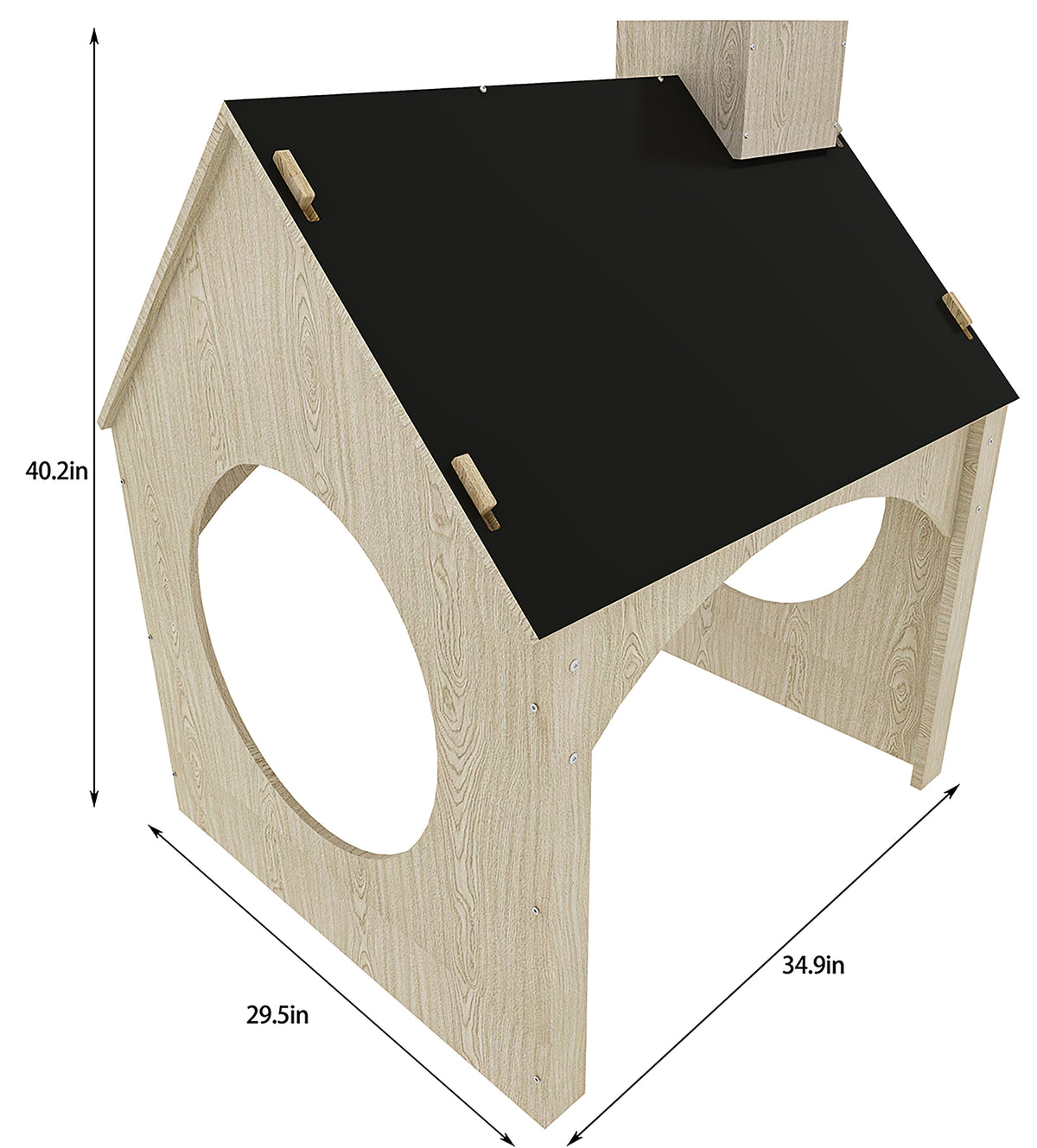 Evergreen Indoor Playhouse for Kids | Wooden Toddler Playhouse with Chalkboard Roof & Art Easel