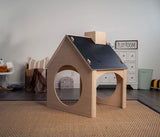 Evergreen Indoor Playhouse for Kids | Wooden Toddler Playhouse with Chalkboard Roof & Art Easel