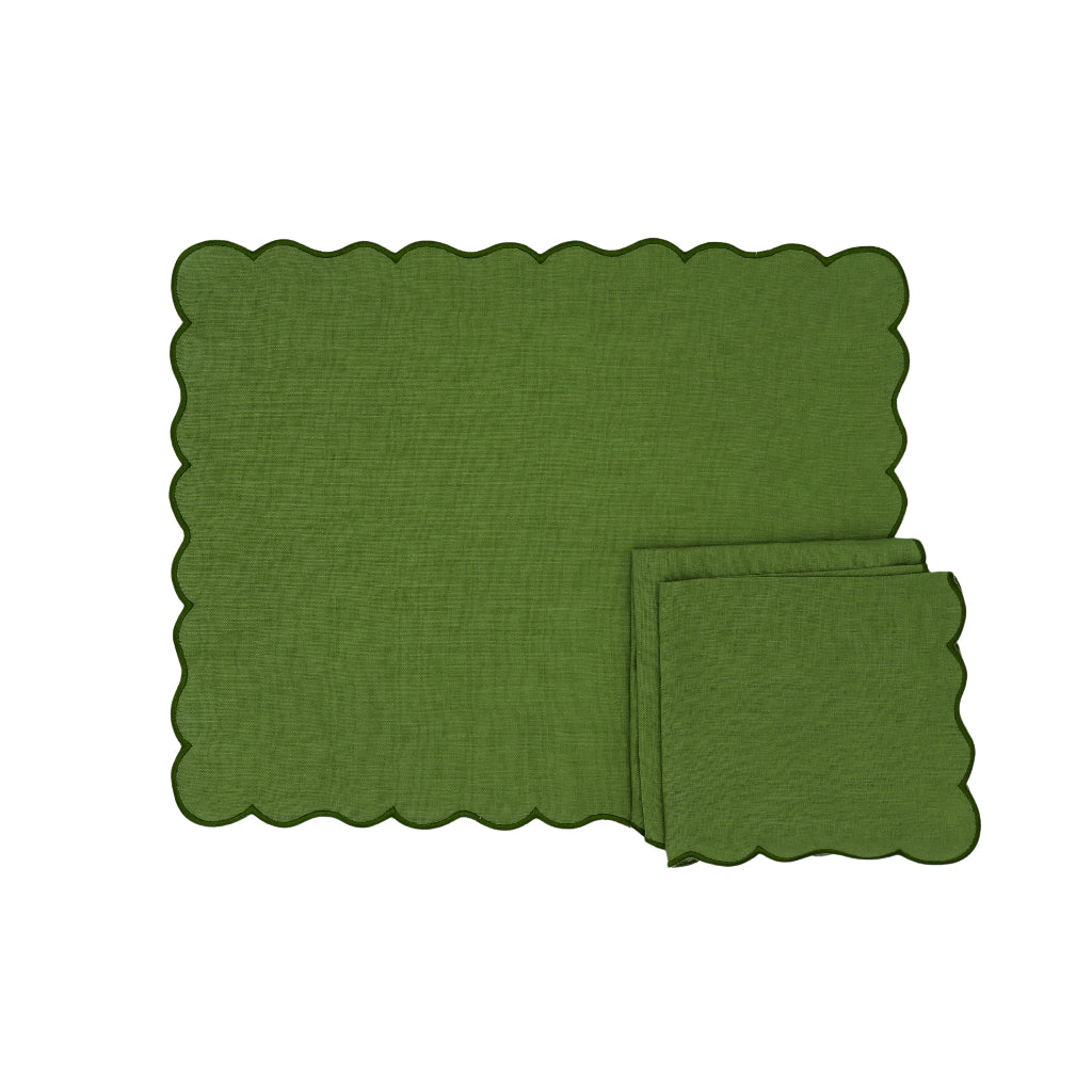 Evergreen Wave Linen Placemats – Set of 4