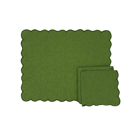 Evergreen Wave Linen Placemats – Set of 4
