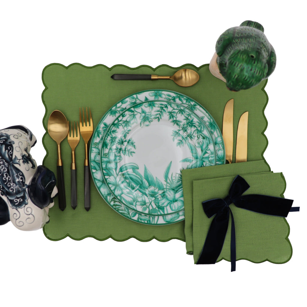 Evergreen Wave Linen Placemats – Set of 4