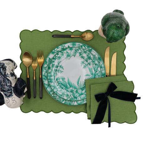 Evergreen Wave Linen Placemats – Set of 4