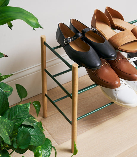 Expandable Shoe Rack (18" H) - Steel + Wood