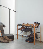 Expandable Shoe Rack (18" H) - Steel + Wood