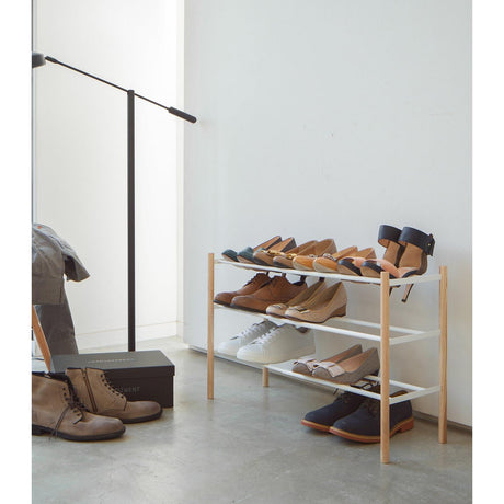 Expandable Shoe Rack (18" H) - Steel + Wood-Shoe Rack-Parc Decor