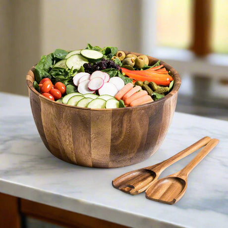 Extra Large Salad Bowl with Servers - 335C3-Salad Bowl-Parc Decor