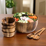 Extra Large Salad Bowl with Servers and 4 Individuals - 335C7-Salad Bowl-Parc Decor