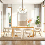 Ezra Modern Boucle Solid Wood Rounded Back Dining Chair (Set of 2)