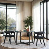 Ezra Modern Boucle Solid Wood Rounded Back Dining Chair (Set of 2)