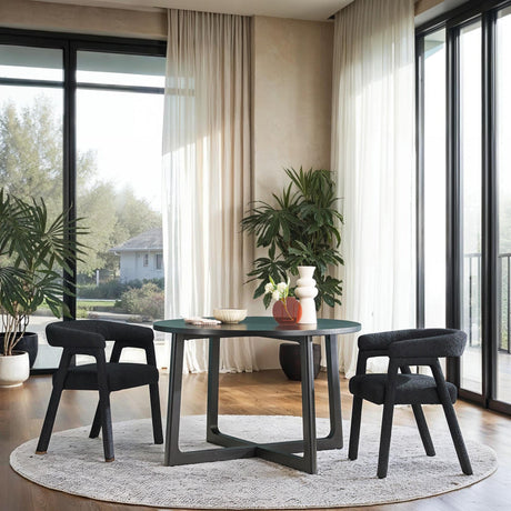 Ezra Modern Boucle Solid Wood Rounded Back Dining Chair (Set of 2)