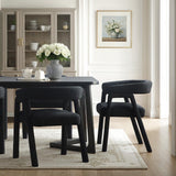 Ezra Modern Boucle Solid Wood Rounded Back Dining Chair (Set of 2)