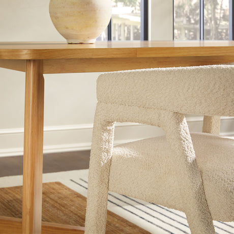 Ezra Modern Boucle Solid Wood Rounded Back Dining Chair (Set of 2)-Dining / Kitchen-Parc Decor