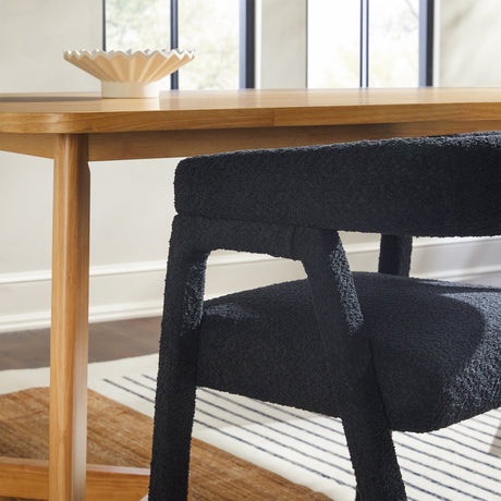 Ezra Modern Boucle Solid Wood Rounded Back Dining Chair (Set of 2)-Dining / Kitchen-Parc Decor