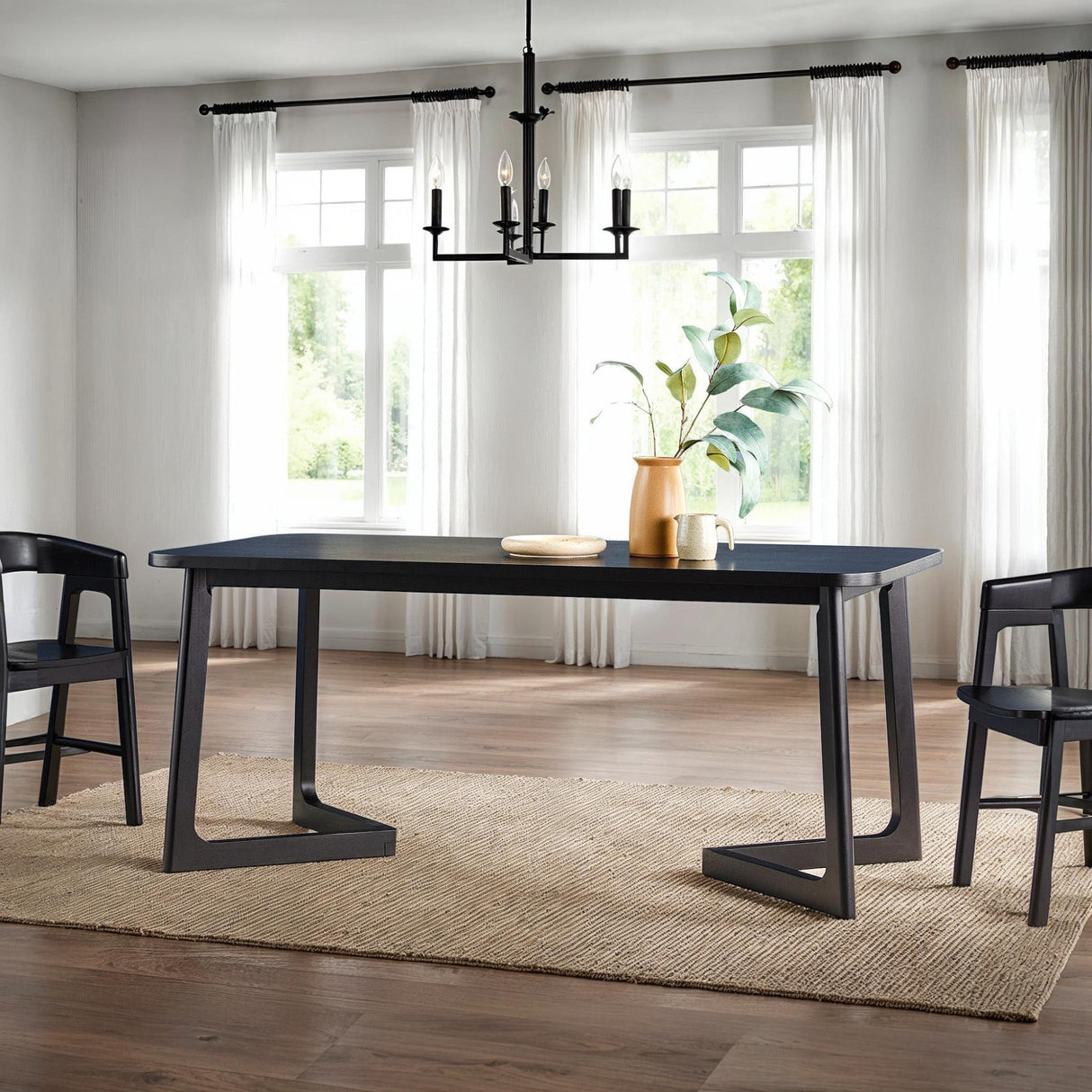 Ezra Modern Solid Wood Rectangle Dining Table for 6-Dining / Kitchen-Parc Decor