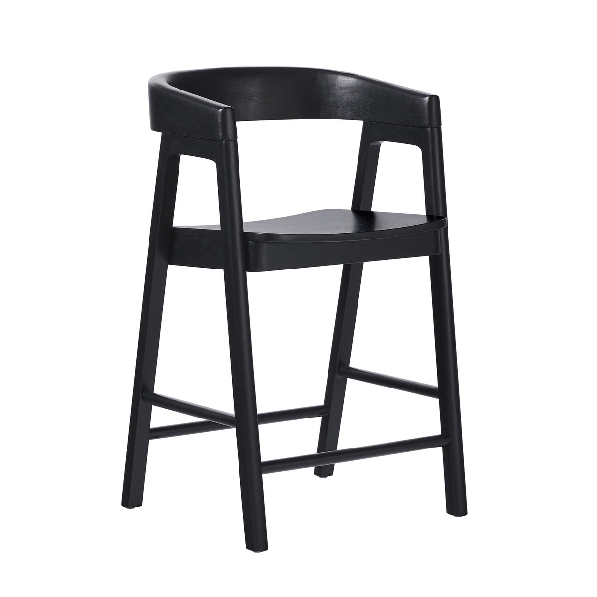 Ezra Modern Solid Wood Rounded Back Single Counter Stool-Dining / Kitchen-Parc Decor