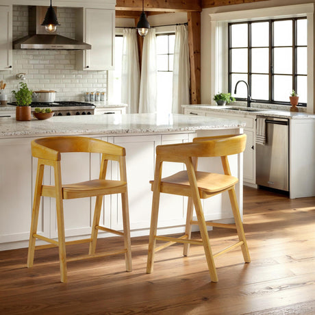 Ezra Modern Solid Wood Rounded Back Single Counter Stool-Dining / Kitchen-Parc Decor