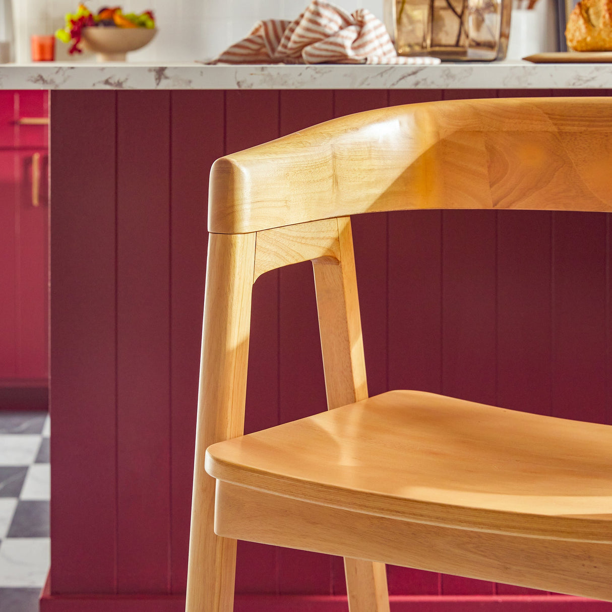 Ezra Modern Solid Wood Rounded Back Single Counter Stool-Dining / Kitchen-Parc Decor