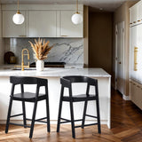 Ezra Modern Solid Wood Rounded Back Single Counter Stool-Dining / Kitchen-Parc Decor