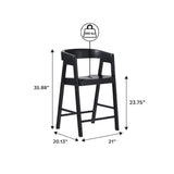 Ezra Modern Solid Wood Rounded Back Single Counter Stool-Dining / Kitchen-Parc Decor