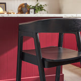 Ezra Modern Solid Wood Rounded Back Single Counter Stool-Dining / Kitchen-Parc Decor