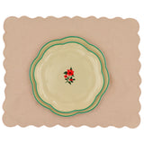 Fabled Flora Scalloped Ceramic Dinner Plates – Set of 4 (+1 Bonus Plate)