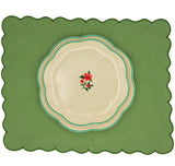 Fabled Flora Scalloped Ceramic Dinner Plates – Set of 4 (+1 Bonus Plate)