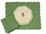 Fabled Flora Scalloped Ceramic Dinner Plates – Set of 4 (+1 Bonus Plate)