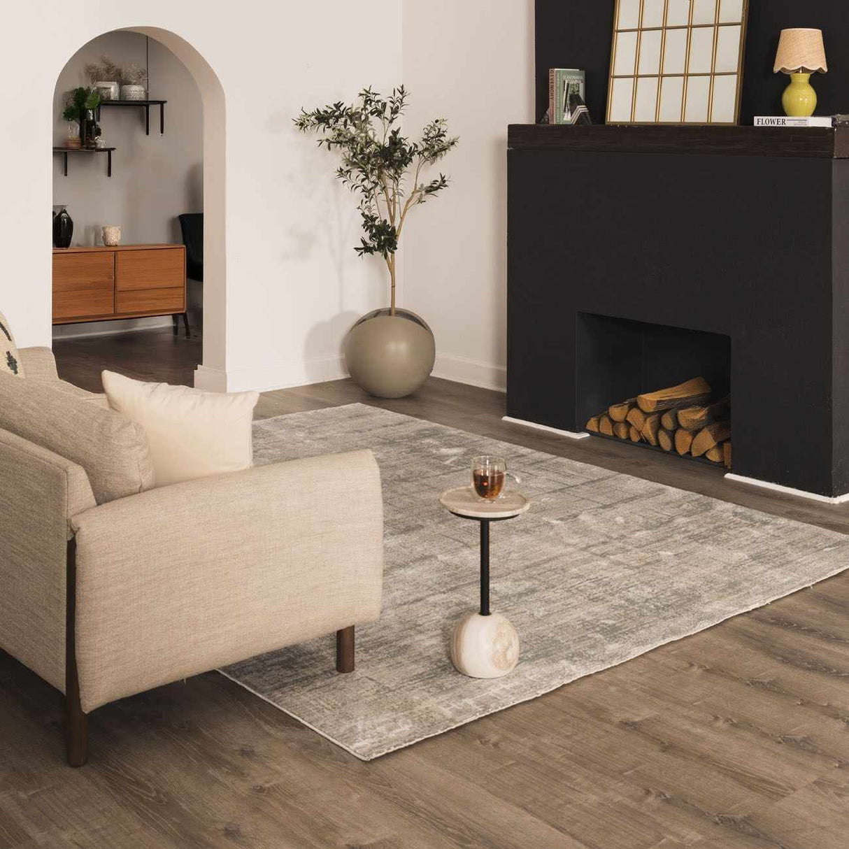 Fallin Gray Abstract Striped Luxe Rug-Rugs-Parc Decor