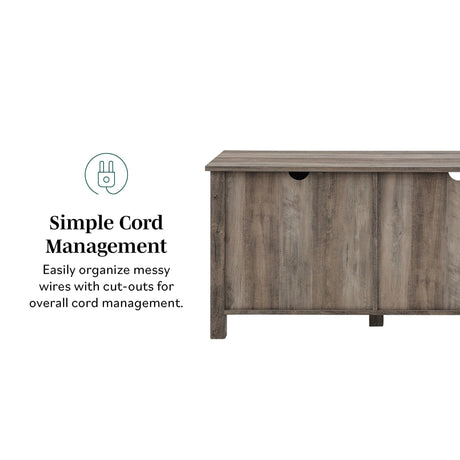 Farmhouse 70" Simple Window Pane 2 Door Wood TV Stand