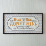 Farmhouse Busy Bee Honey Hive Plaque Wall Sign with Frame-Wall Decor-Parc Decor