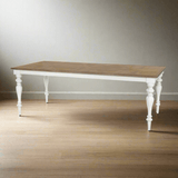 Farmhouse Dining Table with Vintage White Turned Legs-Table-Parc Decor