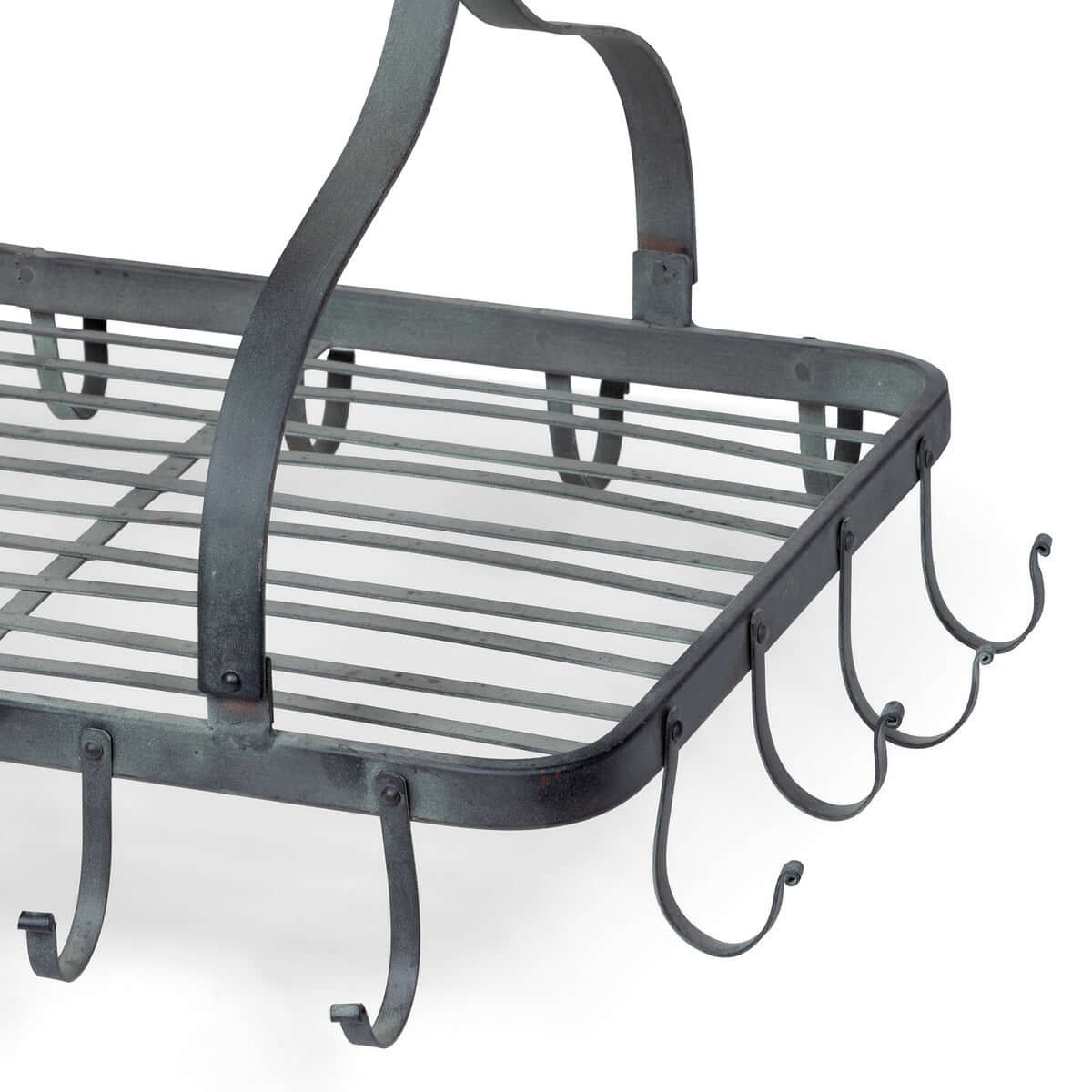 Farmhouse Hanging Pot Rack with Rolling Pin and Hooks-Pot Rack-Parc Decor