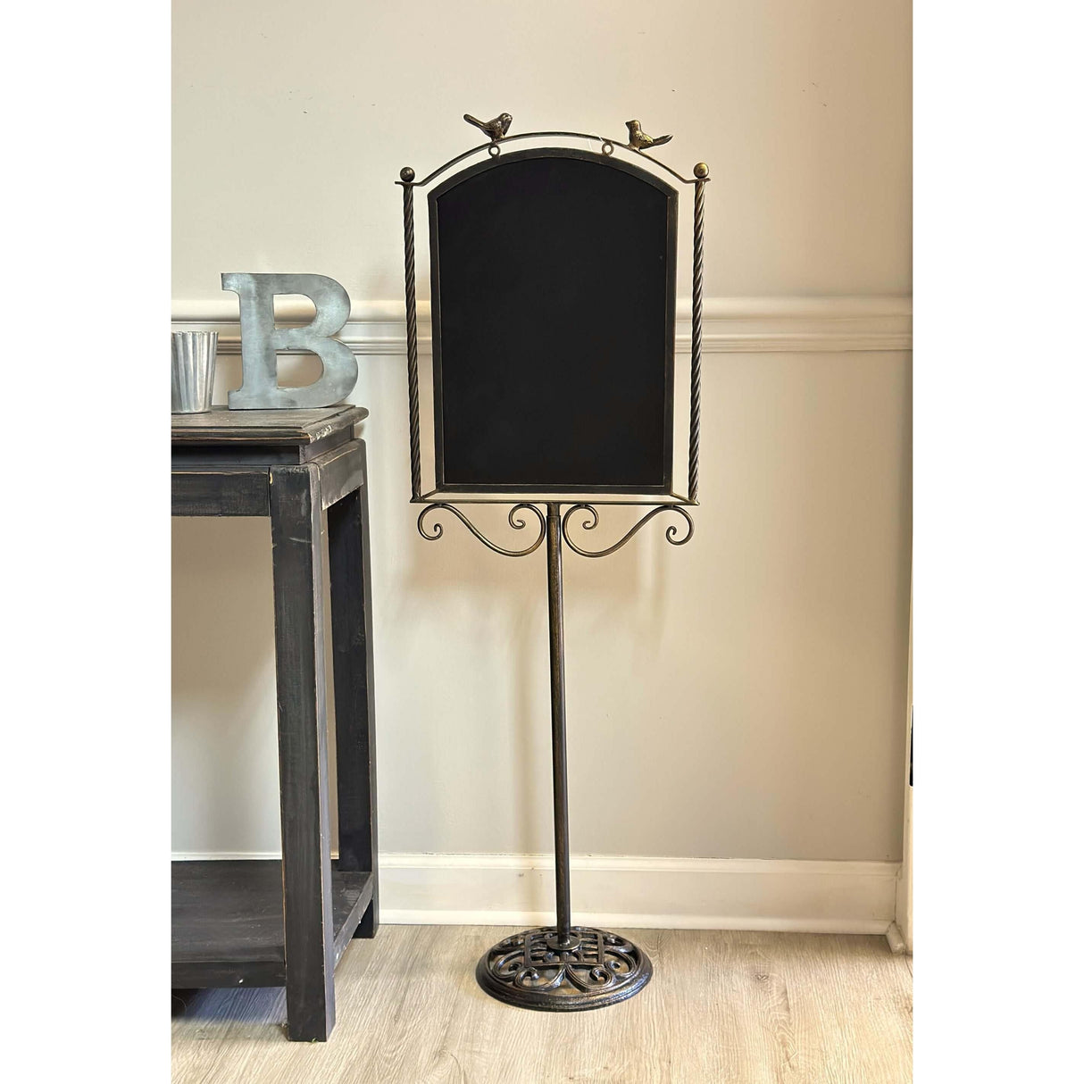 Farmhouse Metal Chalkboard Stand with Birds-Chalkboard-Parc Decor