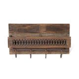 Farmhouse Wall Shelf with Hooks and Metal Lattice Accent-Wall Shelves & Ledges-Parc Decor